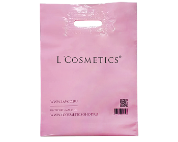 Пакет из ПВД розовый с печатью лого LCosmetics